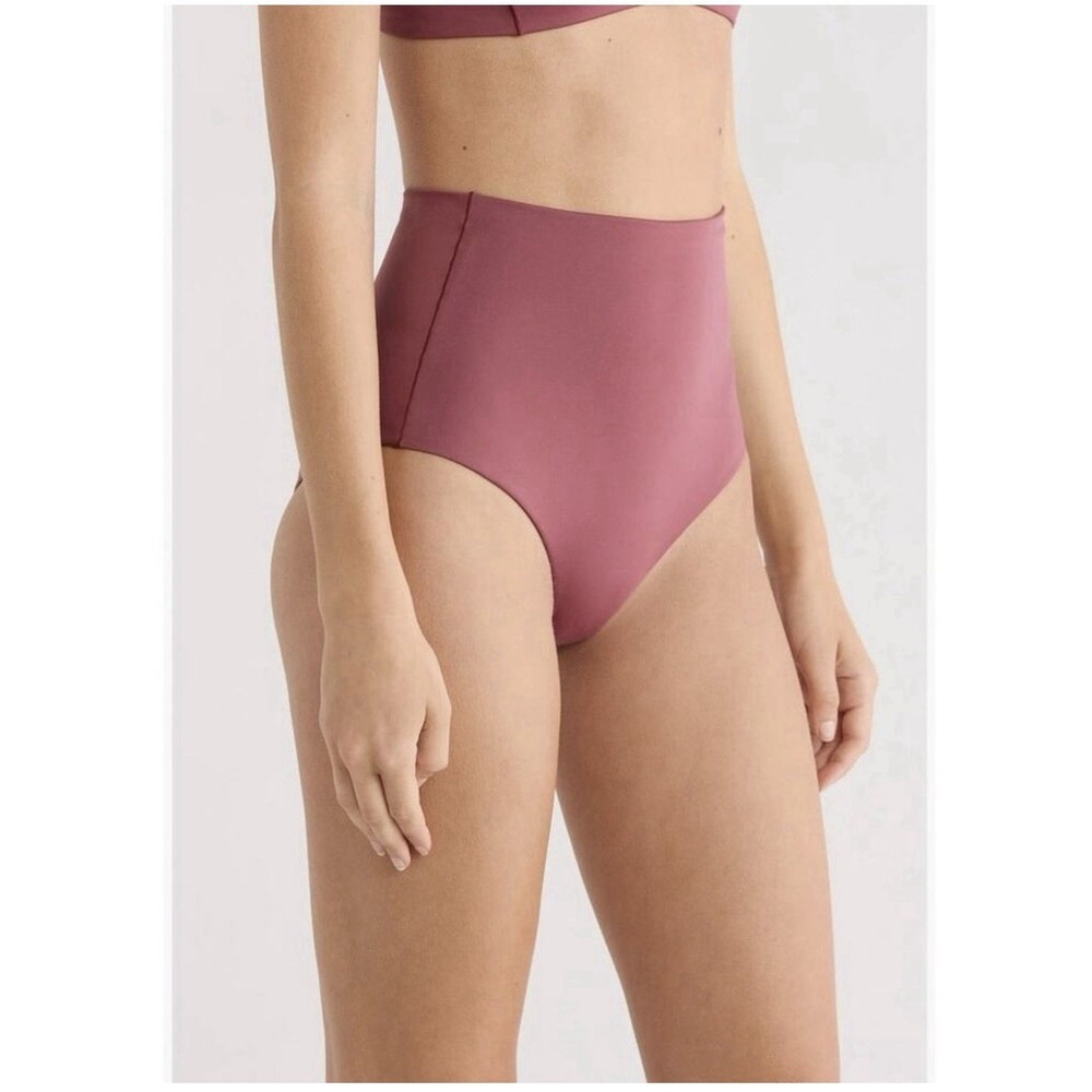 Left On Friday Hi Tide High Waist Bikini Swim Bottoms Size S Desert Plum